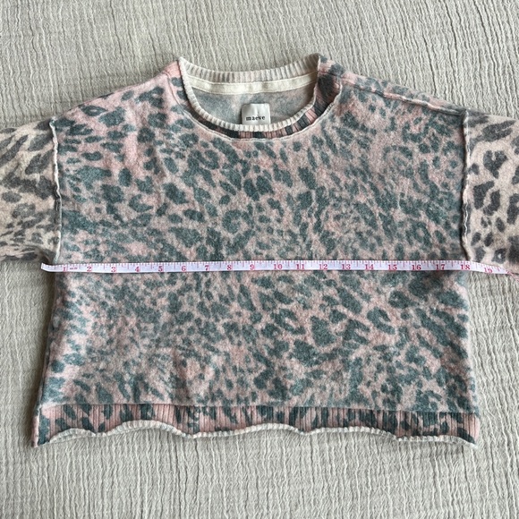 Size Small Maeve Anthropologie Brushed Cashmere Boxy Crop Sweater Cheetah Print - Picture 9 of 10